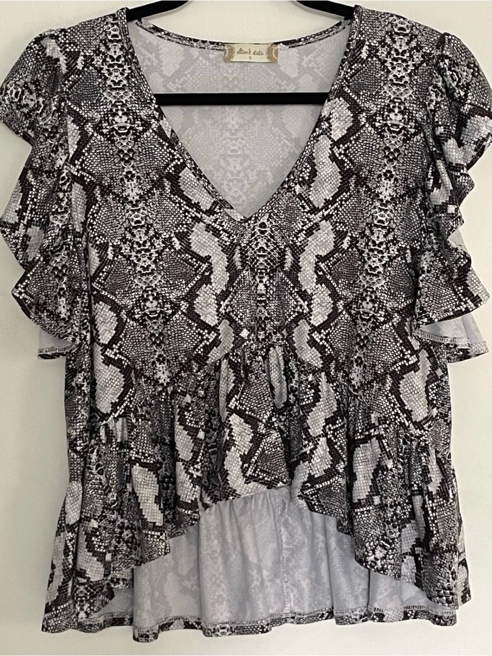 Altar'd State Black and White Snake Print Crop Top